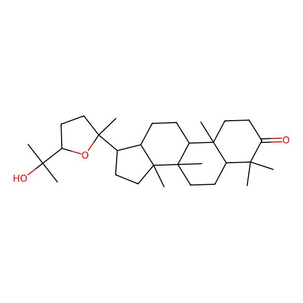 2D Structure of (5R,8R,9R,10R,13R,14R,17S)-17-[(2R,5R)-5-(2-hydroxypropan-2-yl)-2-methyloxolan-2-yl]-4,4,8,10,14-pentamethyl-1,2,5,6,7,9,11,12,13,15,16,17-dodecahydrocyclopenta[a]phenanthren-3-one