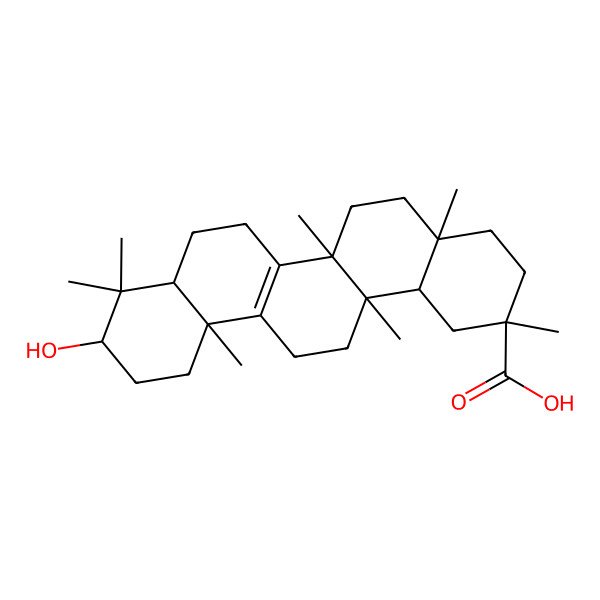 2D Structure of (2S,4aS,6aS,8aR,12aS,14aS,14bR)-10-hydroxy-2,4a,6a,9,9,12a,14a-heptamethyl-1,3,4,5,6,7,8,8a,10,11,12,13,14,14b-tetradecahydropicene-2-carboxylic acid