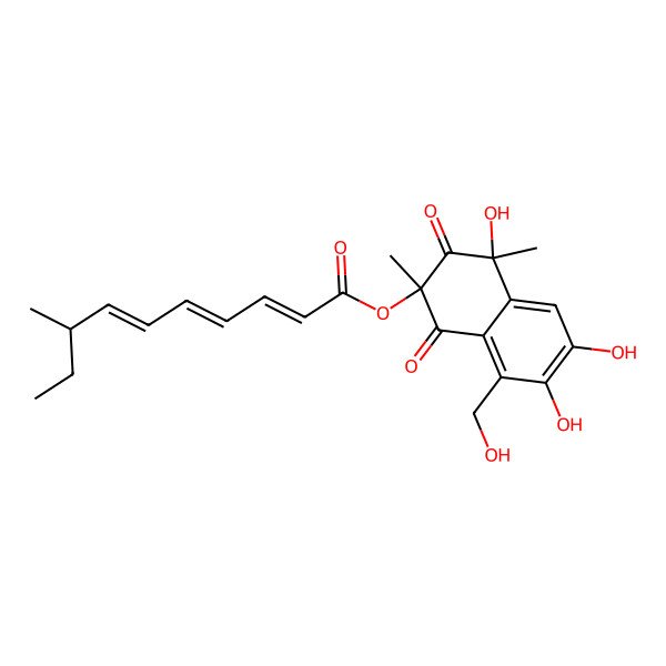 2D Structure of [4,6,7-trihydroxy-8-(hydroxymethyl)-2,4-dimethyl-1,3-dioxonaphthalen-2-yl] (2E,4E,6E)-8-methyldeca-2,4,6-trienoate