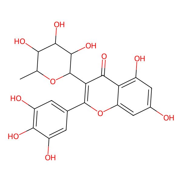 2D Structure of 5,7-dihydroxy-3-[(2S,3R,4R,5R,6S)-3,4,5-trihydroxy-6-methyloxan-2-yl]-2-(3,4,5-trihydroxyphenyl)chromen-4-one