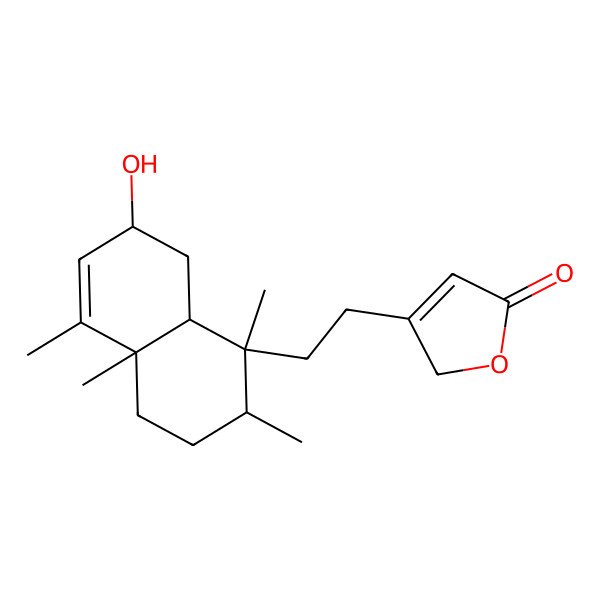 2D Structure of 3-[2-[(1S,2R,4aS,7S,8aR)-7-hydroxy-1,2,4a,5-tetramethyl-2,3,4,7,8,8a-hexahydronaphthalen-1-yl]ethyl]-2H-furan-5-one