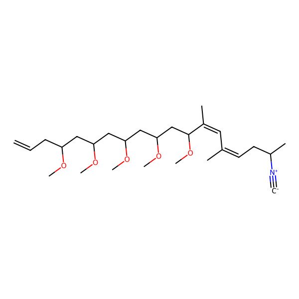 2D Structure of (4S,6S,8S,10S,12S,13E,15E)-18-isocyano-4,6,8,10,12-pentamethoxy-13,15-dimethylnonadeca-1,13,15-triene