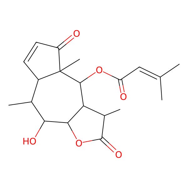 2D Structure of [(1S,3aS,4R,5S,5aR,8aR,9S,9aS)-4-hydroxy-1,5,8a-trimethyl-2,8-dioxo-3a,4,5,5a,9,9a-hexahydro-1H-azuleno[6,5-b]furan-9-yl] 3-methylbut-2-enoate