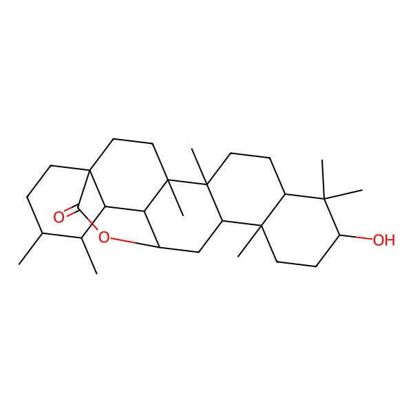 2D Structure of (1S,4R,5R,8R,10R,13R,14R,16R,17S,18S,19S,20R)-10-hydroxy-4,5,9,9,13,19,20-heptamethyl-24-oxahexacyclo[14.6.2.01,18.04,17.05,14.08,13]tetracosan-23-one