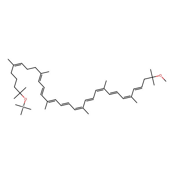 2D Structure of (31-Methoxy-2,6,10,14,19,23,27,31-octamethyldotriaconta-6,10,12,14,16,18,20,22,24,26,28-undecaen-2-yl)oxy-trimethylsilane