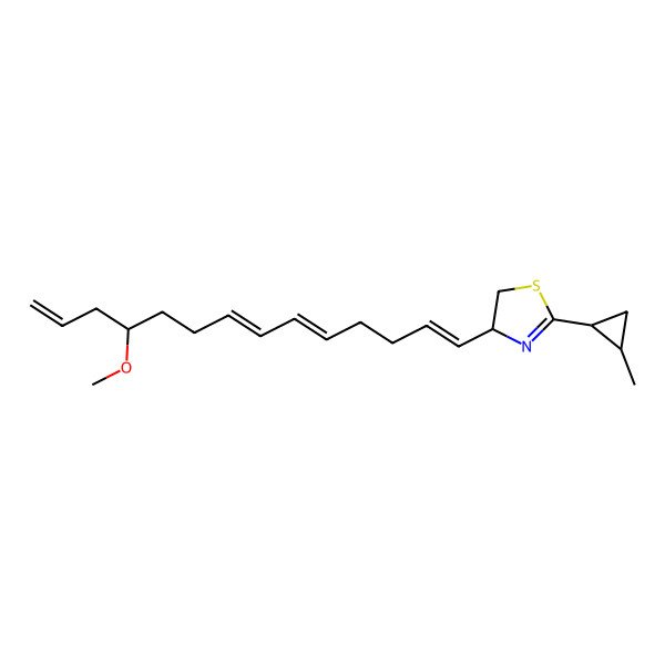 2D Structure of (4R)-4-[(1Z,5E,7E,11R)-11-methoxytetradeca-1,5,7,13-tetraenyl]-2-[(1R,2S)-2-methylcyclopropyl]-4,5-dihydro-1,3-thiazole
