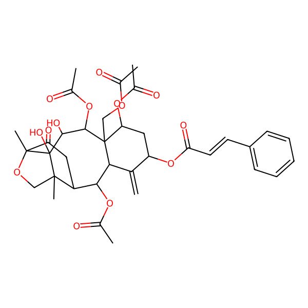 2D Structure of [4,6,11-Triacetyloxy-5-(acetyloxymethyl)-2,3-dihydroxy-1,15-dimethyl-9-methylidene-14-oxo-16-oxatetracyclo[10.5.0.02,15.05,10]heptadecan-8-yl] 3-phenylprop-2-enoate