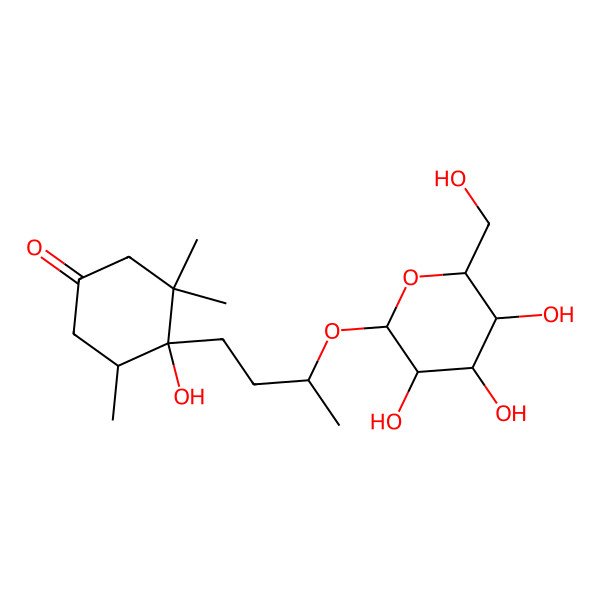 2D Structure of (4R,5R)-4-hydroxy-3,3,5-trimethyl-4-[(3R)-3-[(2R,3R,4S,5S,6R)-3,4,5-trihydroxy-6-(hydroxymethyl)oxan-2-yl]oxybutyl]cyclohexan-1-one