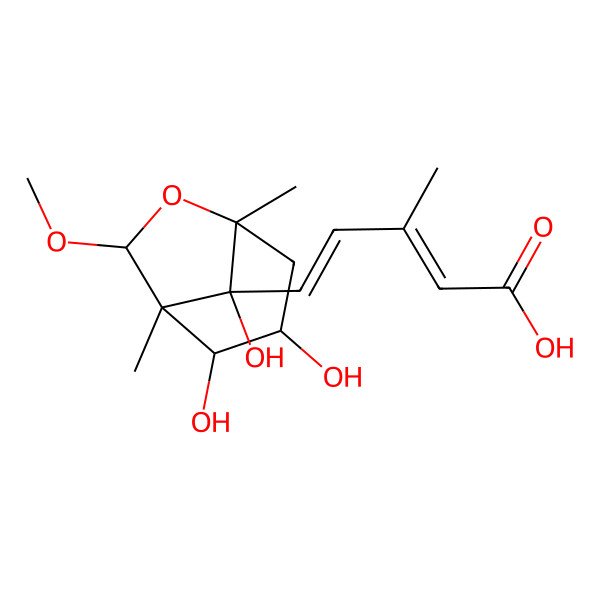 2D Structure of 3-methyl-5-[(1S,2S,3R,5R,7R,8S)-2,3,8-trihydroxy-7-methoxy-1,5-dimethyl-6-oxabicyclo[3.2.1]octan-8-yl]penta-2,4-dienoic acid