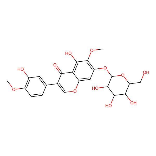 2D Structure of 5-hydroxy-3-(3-hydroxy-4-methoxyphenyl)-6-methoxy-7-[(2R,3R,4S,5S,6R)-3,4,5-trihydroxy-6-(hydroxymethyl)oxan-2-yl]oxychromen-4-one