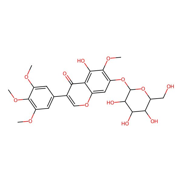 2D Structure of 5-hydroxy-6-methoxy-7-[(2S,3R,4S,5S,6R)-3,4,5-trihydroxy-6-(hydroxymethyl)oxan-2-yl]oxy-3-(3,4,5-trimethoxyphenyl)chromen-4-one