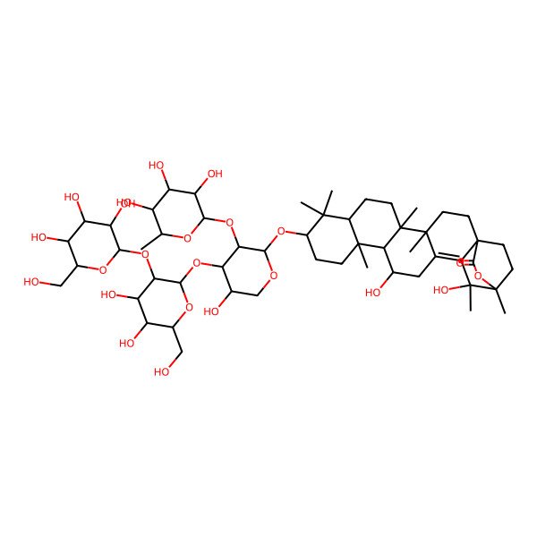2D Structure of 10-[4-[4,5-Dihydroxy-6-(hydroxymethyl)-3-[3,4,5-trihydroxy-6-(hydroxymethyl)oxan-2-yl]oxyoxan-2-yl]oxy-5-hydroxy-3-(3,4,5-trihydroxy-6-methyloxan-2-yl)oxyoxan-2-yl]oxy-15,19-dihydroxy-4,5,9,9,13,19,20-heptamethyl-21-oxahexacyclo[18.2.2.01,18.04,17.05,14.08,13]tetracos-17-en-22-one