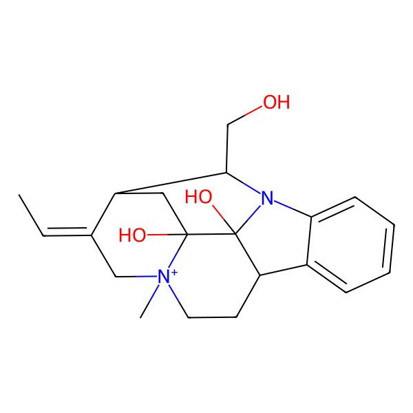 2D Structure of (13Z,14S,16R,17R)-13-ethylidene-18-(hydroxymethyl)-11-methyl-1-aza-11-azoniapentacyclo[12.3.1.02,7.08,17.011,16]octadeca-2,4,6-triene-16,17-diol
