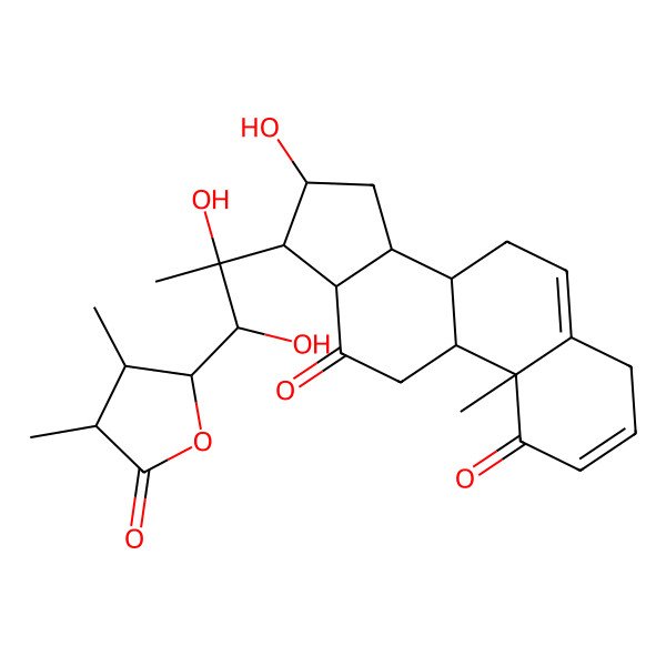 2D Structure of (8S,9S,10R,13S,14S,16S,17R)-17-[(1R,2R)-1-[(3R,4R)-3,4-dimethyl-5-oxooxolan-2-yl]-1,2-dihydroxypropan-2-yl]-16-hydroxy-10-methyl-4,7,8,9,11,13,14,15,16,17-decahydrocyclopenta[a]phenanthrene-1,12-dione
