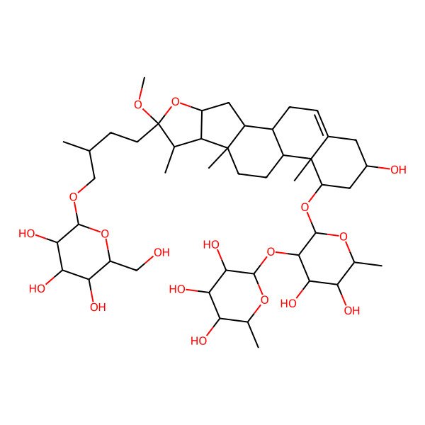 2D Structure of 2-[4,5-Dihydroxy-2-[[16-hydroxy-6-methoxy-7,9,13-trimethyl-6-[3-methyl-4-[3,4,5-trihydroxy-6-(hydroxymethyl)oxan-2-yl]oxybutyl]-5-oxapentacyclo[10.8.0.02,9.04,8.013,18]icos-18-en-14-yl]oxy]-6-methyloxan-3-yl]oxy-6-methyloxane-3,4,5-triol