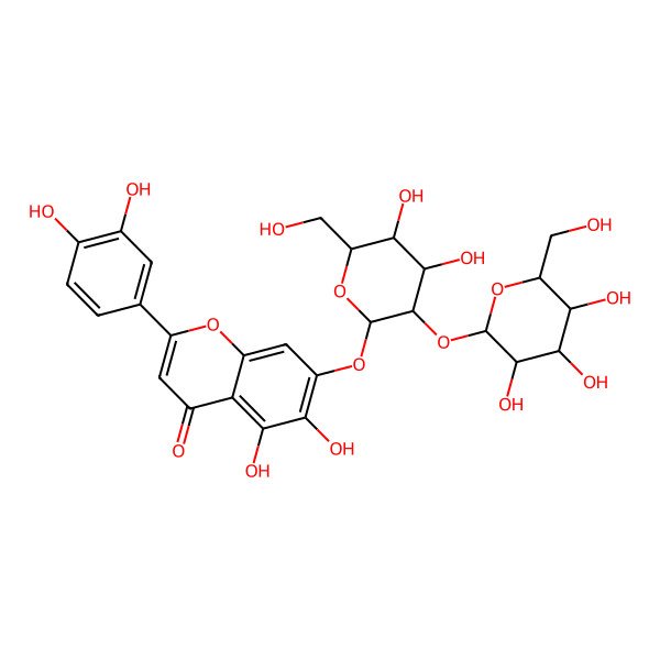 2D Structure of 7-[(2R,3R,4S,5S,6R)-4,5-dihydroxy-6-(hydroxymethyl)-3-[(2S,3R,4S,5S,6R)-3,4,5-trihydroxy-6-(hydroxymethyl)oxan-2-yl]oxyoxan-2-yl]oxy-2-(3,4-dihydroxyphenyl)-5,6-dihydroxychromen-4-one