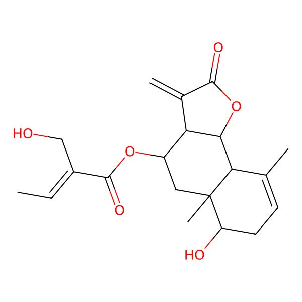 2D Structure of [(3aR,4R,5aR,6R,9aS,9bR)-6-hydroxy-5a,9-dimethyl-3-methylidene-2-oxo-4,5,6,7,9a,9b-hexahydro-3aH-benzo[g][1]benzofuran-4-yl] (Z)-2-(hydroxymethyl)but-2-enoate