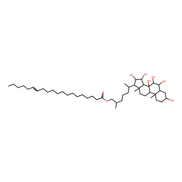 2D Structure of [(2S,6R)-6-[(3S,5S,6R,7R,8S,9R,10S,13R,14S,15R,16R,17R)-3,6,7,8,15,16-hexahydroxy-10,13-dimethyl-1,2,3,4,5,6,7,9,11,12,14,15,16,17-tetradecahydrocyclopenta[a]phenanthren-17-yl]-2-methylheptyl] (Z)-icos-14-enoate