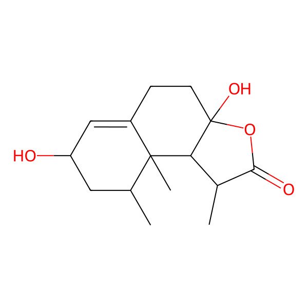 2D Structure of (1S,3aS,7S,9S,9aS,9bR)-3a,7-dihydroxy-1,9,9a-trimethyl-4,5,7,8,9,9b-hexahydro-1H-benzo[e][1]benzofuran-2-one
