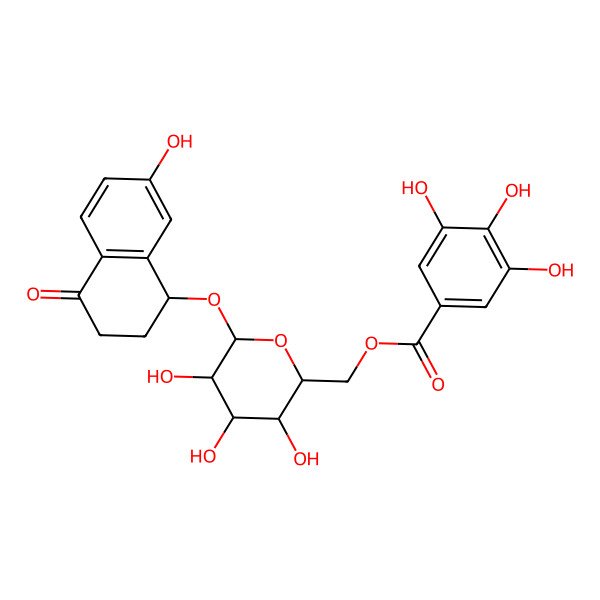 2D Structure of [3,4,5-trihydroxy-6-[(7-hydroxy-4-oxo-2,3-dihydro-1H-naphthalen-1-yl)oxy]oxan-2-yl]methyl 3,4,5-trihydroxybenzoate