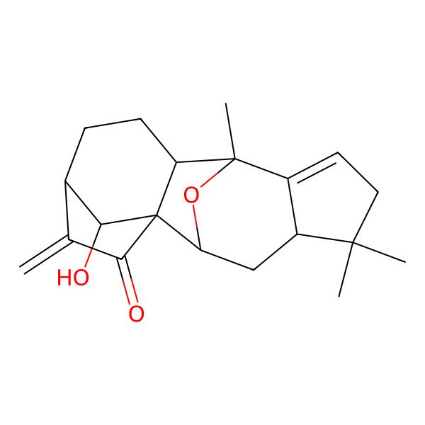 2D Structure of 17-Hydroxy-9,13,13-trimethyl-4-methylidene-16-oxapentacyclo[7.6.1.12,5.02,8.010,14]heptadec-10-en-3-one