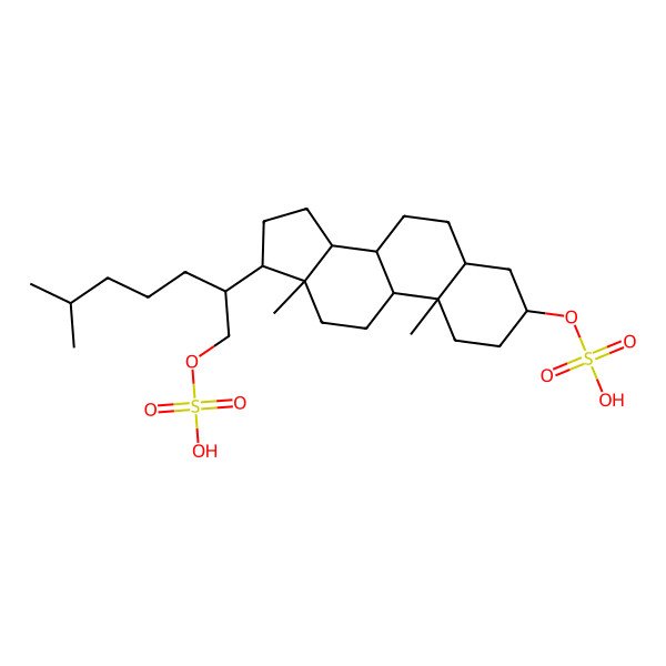 2D Structure of [(3R,5S,8R,9S,10S,13S,14S,17R)-10,13-dimethyl-17-[(2R)-6-methyl-1-sulfooxyheptan-2-yl]-2,3,4,5,6,7,8,9,11,12,14,15,16,17-tetradecahydro-1H-cyclopenta[a]phenanthren-3-yl] hydrogen sulfate