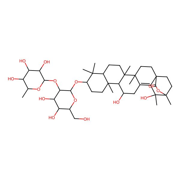 2D Structure of (1R,4S,5R,8R,10S,13S,14R,15S,19S,20S)-10-[(2R,3R,4S,5S,6R)-4,5-dihydroxy-6-(hydroxymethyl)-3-[(2S,3R,4R,5R,6S)-3,4,5-trihydroxy-6-methyloxan-2-yl]oxyoxan-2-yl]oxy-15,19-dihydroxy-4,5,9,9,13,19,20-heptamethyl-21-oxahexacyclo[18.2.2.01,18.04,17.05,14.08,13]tetracos-17-en-22-one