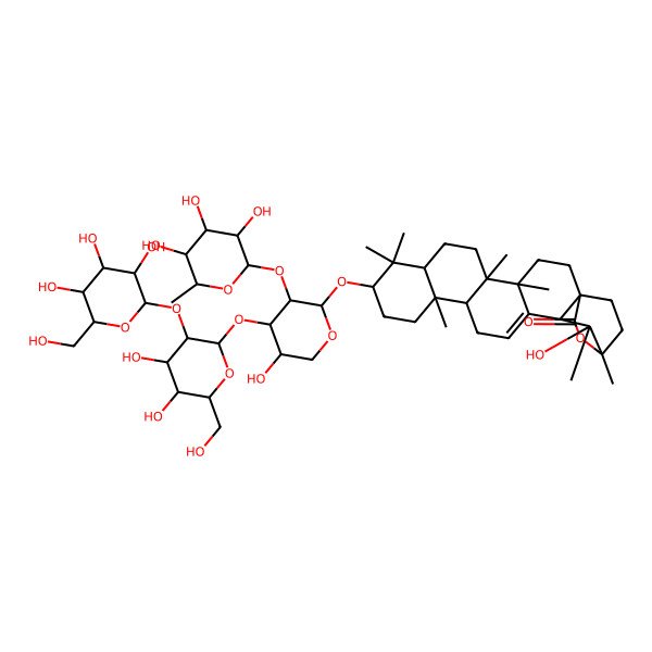 2D Structure of (1R,4R,5S,8S,10S,13R,14S,18S,19S,20S)-10-[(2R,3R,4S,5S)-4-[(2S,3S,4S,5R,6R)-4,5-dihydroxy-6-(hydroxymethyl)-3-[(2R,3S,4R,5S,6S)-3,4,5-trihydroxy-6-(hydroxymethyl)oxan-2-yl]oxyoxan-2-yl]oxy-5-hydroxy-3-[(2R,3S,4S,5R,6R)-3,4,5-trihydroxy-6-methyloxan-2-yl]oxyoxan-2-yl]oxy-19-hydroxy-4,5,9,9,13,19,20-heptamethyl-21-oxahexacyclo[18.2.2.01,18.04,17.05,14.08,13]tetracos-16-en-22-one
