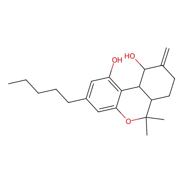 2D Structure of (6aR,10R,10aR)-6,6-dimethyl-9-methylidene-3-pentyl-7,8,10,10a-tetrahydro-6aH-benzo(c)chromene-1,10-diol
