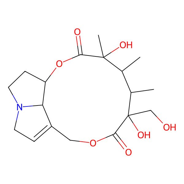 2D Structure of (1R,4S,5R,6R,7S,17R)-4,7-dihydroxy-7-(hydroxymethyl)-4,5,6-trimethyl-2,9-dioxa-14-azatricyclo[9.5.1.014,17]heptadec-11-ene-3,8-dione