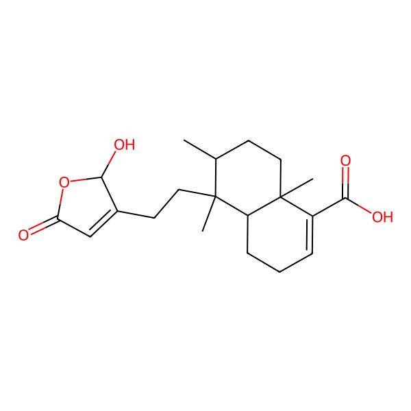 2D Structure of (4aR,5S,6R,8aR)-5-[2-[(2S)-2-hydroxy-5-oxo-2H-furan-3-yl]ethyl]-5,6,8a-trimethyl-3,4,4a,6,7,8-hexahydronaphthalene-1-carboxylic acid