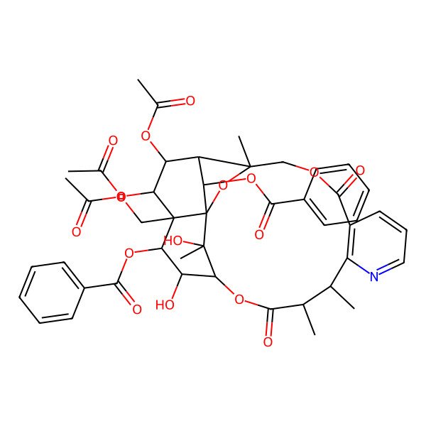 2D Structure of [21,22-Diacetyloxy-20-(acetyloxymethyl)-19-benzoyloxy-18,25-dihydroxy-3,13,14,25-tetramethyl-6,15-dioxo-2,5,16-trioxa-11-azapentacyclo[15.7.1.01,20.03,23.07,12]pentacosa-7(12),8,10-trien-24-yl] benzoate