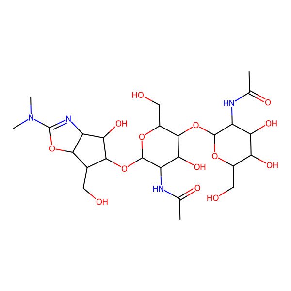 2D Structure of N-[(2S,3R,4S,5S,6R)-2-[(2R,3S,4S,5R,6R)-5-acetamido-6-[[2-(dimethylamino)-4-hydroxy-6-(hydroxymethyl)-4,5,6,6a-tetrahydro-3aH-cyclopenta[d][1,3]oxazol-5-yl]oxy]-4-hydroxy-2-(hydroxymethyl)oxan-3-yl]oxy-4,5-dihydroxy-6-(hydroxymethyl)oxan-3-yl]acetamide