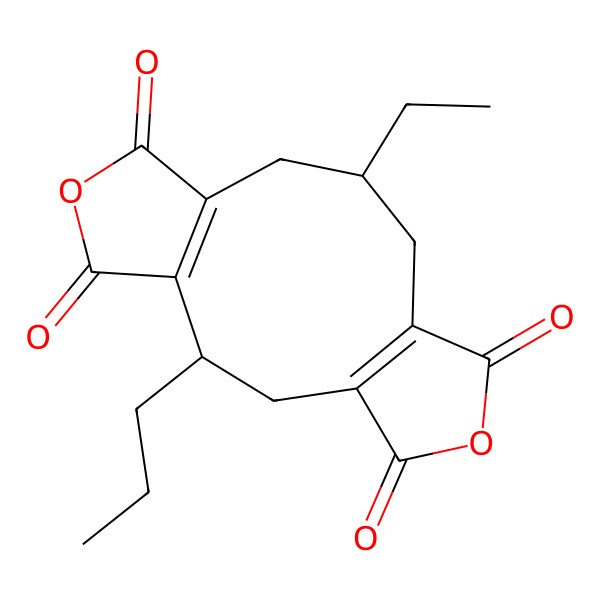 2D Structure of (2R,10S)-10-ethyl-2-propyl-6,14-dioxatricyclo[10.3.0.04,8]pentadeca-1(12),4(8)-diene-5,7,13,15-tetrone