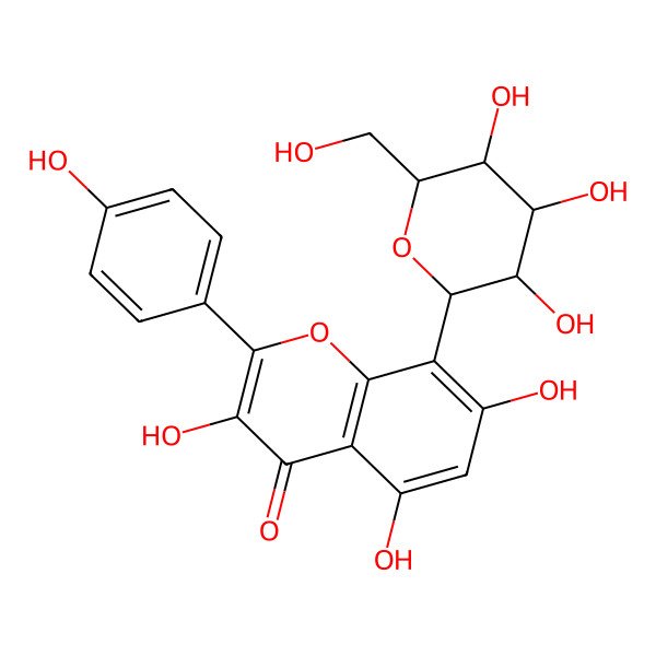 2D Structure of 3,5,7-trihydroxy-2-(4-hydroxyphenyl)-8-[(2S,3R,4R,5S,6R)-3,4,5-trihydroxy-6-(hydroxymethyl)oxan-2-yl]chromen-4-one