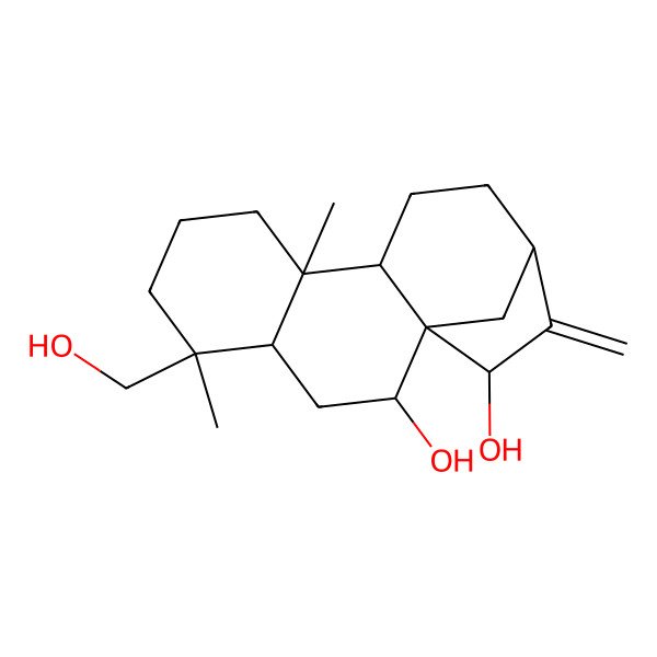 2D Structure of (1R,2S,4S,5S,9R,10S,13R,15R)-5-(hydroxymethyl)-5,9-dimethyl-14-methylidenetetracyclo[11.2.1.01,10.04,9]hexadecane-2,15-diol