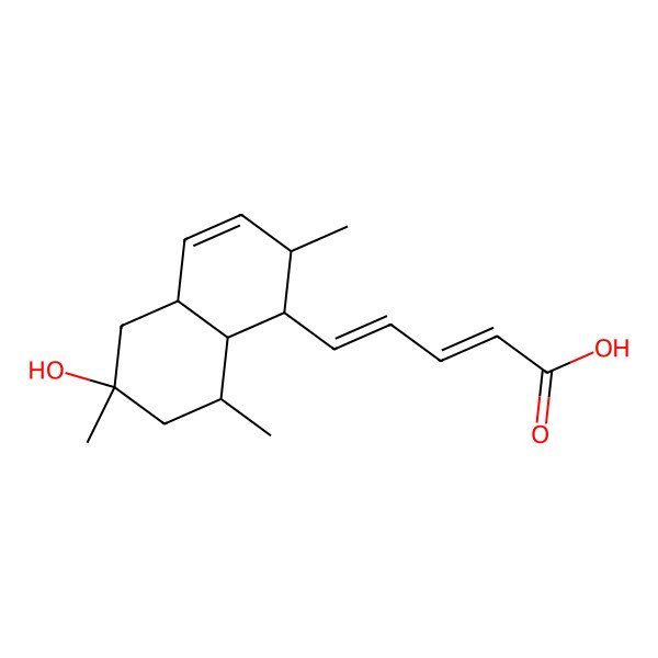 2D Structure of (2E,4E)-5-[(1R,2R,4aS,6S,8S,8aR)-6-hydroxy-2,6,8-trimethyl-2,4a,5,7,8,8a-hexahydro-1H-naphthalen-1-yl]penta-2,4-dienoic acid