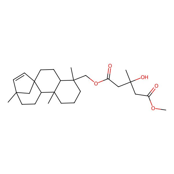 2D Structure of 1-O-methyl 5-O-[[(1R,4S,5R,9S,10S,13S)-5,9,13-trimethyl-5-tetracyclo[11.2.1.01,10.04,9]hexadec-14-enyl]methyl] (3R)-3-hydroxy-3-methylpentanedioate