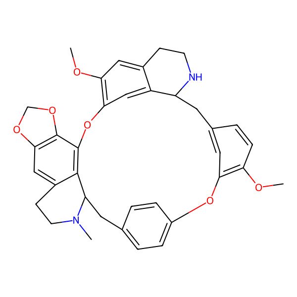 2D Structure of 22,33-Dimethoxy-13-methyl-2,5,7,20-tetraoxa-13,28-diazaoctacyclo[25.6.2.216,19.13,10.121,25.04,8.031,35.014,39]nonatriaconta-1(33),3(39),4(8),9,16(38),17,19(37),21,23,25(36),31,34-dodecaene