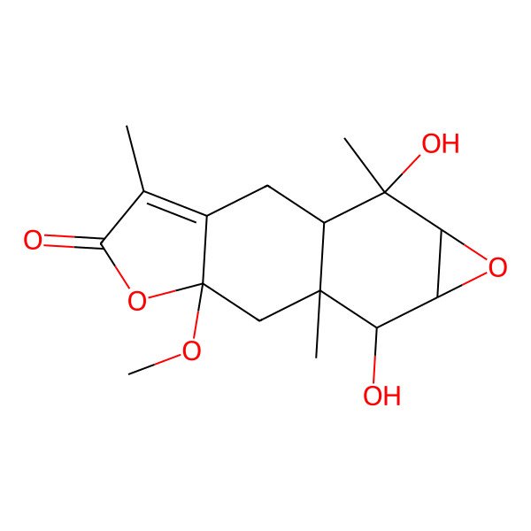 2D Structure of 10,14-Dihydroxy-3-methoxy-1,6,10-trimethyl-4,12-dioxatetracyclo[7.5.0.03,7.011,13]tetradec-6-en-5-one