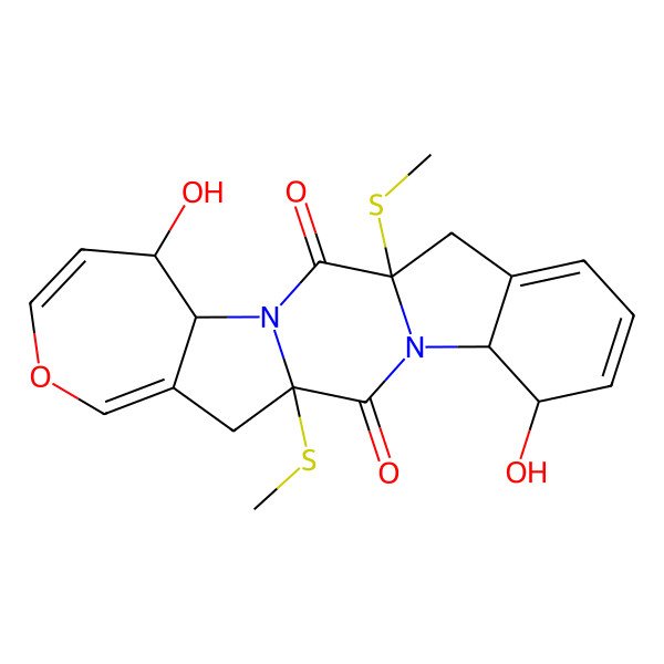 2D Structure of 5,15-Dihydroxy-1,11-bis(methylsulfanyl)-18-oxa-3,13-diazapentacyclo[11.8.0.03,11.04,9.014,20]henicosa-6,8,16,19-tetraene-2,12-dione