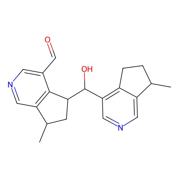 2D Structure of (5S,7S)-5-[(S)-hydroxy-[(7S)-7-methyl-6,7-dihydro-5H-cyclopenta[c]pyridin-4-yl]methyl]-7-methyl-6,7-dihydro-5H-cyclopenta[c]pyridine-4-carbaldehyde