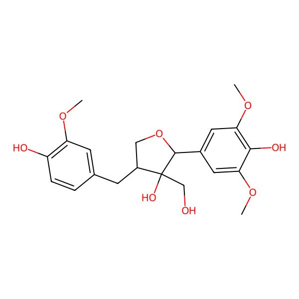 2D Structure of (2R,3S,4S)-2-(4-hydroxy-3,5-dimethoxyphenyl)-4-[(4-hydroxy-3-methoxyphenyl)methyl]-3-(hydroxymethyl)oxolan-3-ol