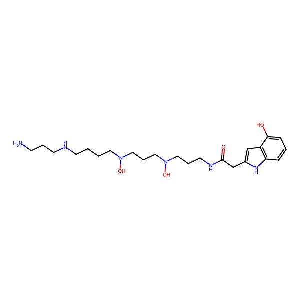 2D Structure of N-[3-[3-[4-(3-aminopropylamino)butyl-hydroxyamino]propyl-hydroxyamino]propyl]-2-(4-hydroxy-1H-indol-2-yl)acetamide