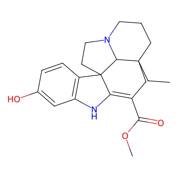 2D Structure of Methyl 12-ethyl-5-hydroxy-8,16-diazapentacyclo[10.6.1.01,9.02,7.016,19]nonadeca-2(7),3,5,9-tetraene-10-carboxylate