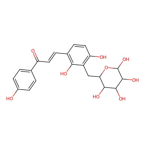 2D Structure of 3-[2,4-dihydroxy-3-[[(2S,3S,4R,5S,6S)-3,4,5,6-tetrahydroxyoxan-2-yl]methyl]phenyl]-1-(4-hydroxyphenyl)prop-2-en-1-one
