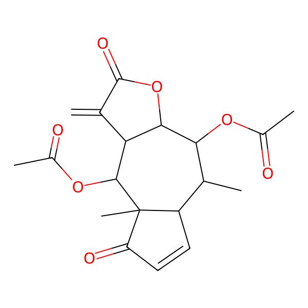 2D Structure of [(3aR,4R,5S,8aR,9S,9aS)-9-acetyloxy-5,8a-dimethyl-1-methylidene-2,8-dioxo-3a,4,5,5a,9,9a-hexahydroazuleno[6,7-b]furan-4-yl] acetate