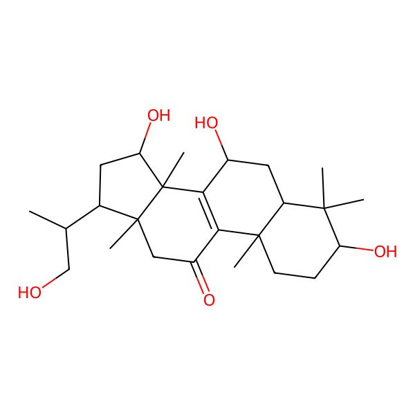 2D Structure of 3,7,15-Trihydroxy-17-(1-hydroxypropan-2-yl)-4,4,10,13,14-pentamethyl-1,2,3,5,6,7,12,15,16,17-decahydrocyclopenta[a]phenanthren-11-one
