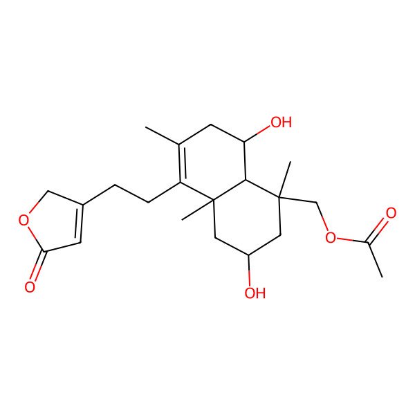 2D Structure of [(1S,3R,4aS,8S,8aR)-3,8-dihydroxy-1,4a,6-trimethyl-5-[2-(5-oxo-2H-furan-3-yl)ethyl]-2,3,4,7,8,8a-hexahydronaphthalen-1-yl]methyl acetate
