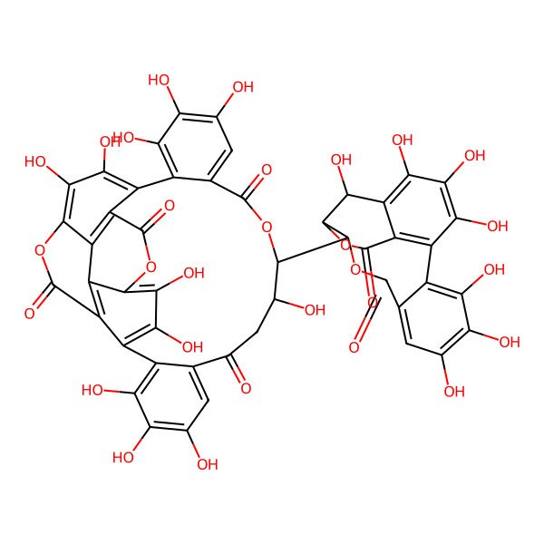 2D Structure of 10-(2,3,4,7,8,9,19-Heptahydroxy-12,17-dioxo-13,16-dioxatetracyclo[13.3.1.05,18.06,11]nonadeca-1,3,5(18),6,8,10-hexaen-14-yl)-3,4,5,11,16,17,18,21,22,33,34-undecahydroxy-9,24,31-trioxaheptacyclo[24.8.0.02,7.014,19.020,29.023,28.027,32]tetratriaconta-1(34),2,4,6,14,16,18,20,22,26,28,32-dodecaene-8,13,25,30-tetrone